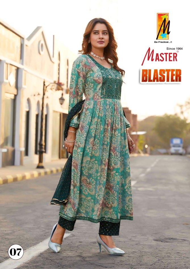 Blaster By Master Naira Cut Rayon Foil Printed Kurti With Bottom Dupatta Wholesalers In Delhi 
